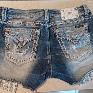 Like New Miss Me Jean Shorts with Silver Embellishments, Bling  & Stitching